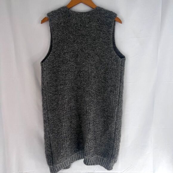 Cocogio Heather Gray Wool Mohair Blend Sleeveless Fuzzy Knit Cardigan Vest MD - Picture 2 of 10